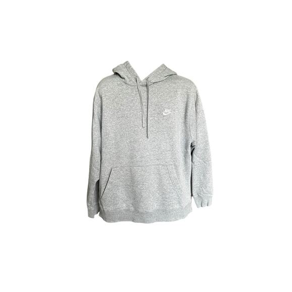 Nike Men's Hoodie Heather Gray Pullover LS Drawstring Swoosh Logo Sweatshirt XL - Picture 2 of 5